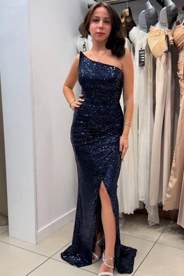 Simple Ball Gowns Long Glitter Prom Dresses Navy Blue Cheap