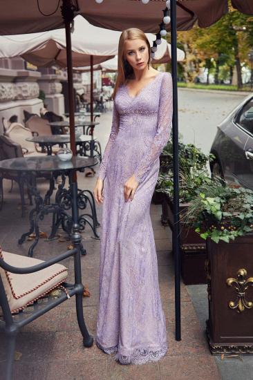 Lilac V-neck Crisscross half-fit Mermaid Lace Ball Gown_1