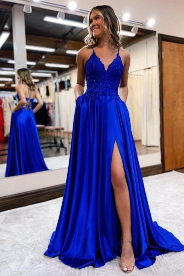 Royal Blue Spaghettistraps A Line Prom Dresses Evening Gowns