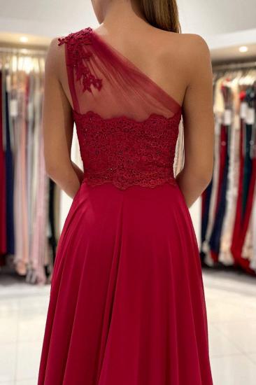 One-shoulder red ball gown with floor-length sleeveless dress and front slit_6