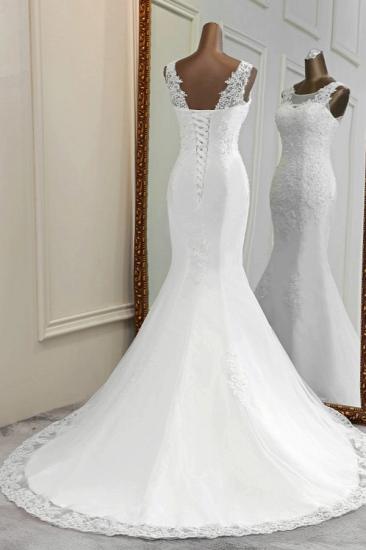 Bradyonlinewholesale Stunning Jewel Sleeveless White Wedding Dresses White Mermaid Beadings Bridal Gowns_2