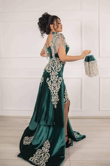 Split Front Floral Lace Sleeveless Floor Length Prom Dress_2