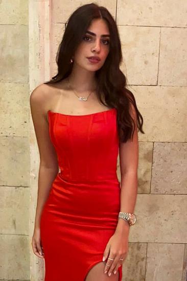 Simple red long tube top Evening Dress | Prom Dresses Online_2