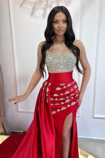 Gorgeous Strapless Sequins Crystal Detailing Mermaid Prom Dresses_3
