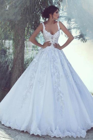 Gorgeous Sweetheart Straps Sleeveless White Lace Wedding Dresses Online_2