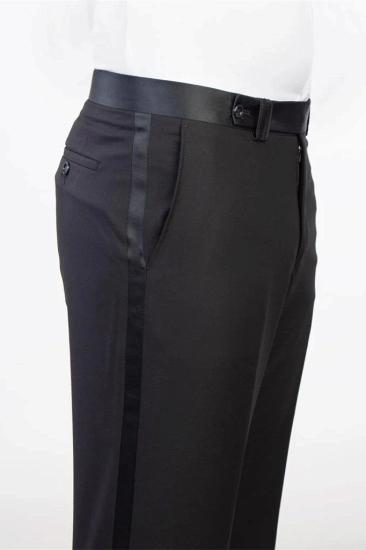 Tab Black Peaked Lapel Double Breasted Velvet Prom Suits_3