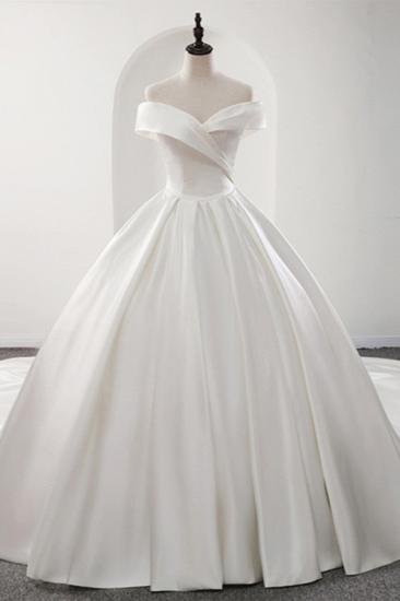 Bradyonlinewholesale Glamorous White Satin Ruffles Wedding Dresses Off-the-shoulder A-line Bridal Gowns Online_1