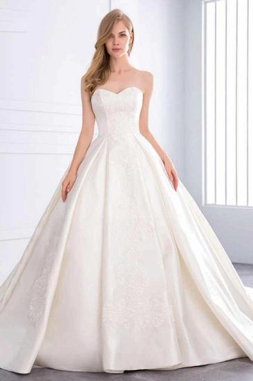 Sweetheart Strapless Lace Ball Gown Wedding Dresses | Open Back Pleated Bridal Gowns_1