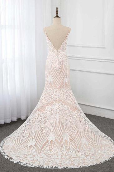 Bradyonlinewholesale Sexy Spaghetti Straps Appliques Ivory Wedding Dresses V-Neck Sleeveless Bridal Gowns_2
