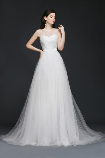 A-line Illusion Modest Wedding Dress With Lace_1