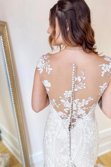 V-Neck Floral Lace Sleeveless Floor Length Wedding Dress_2