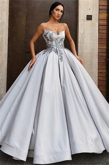 Spaghetti Straps Satin Puffy Evening Dresses | Appliques Elegant Quinceanera Dresses with Beads