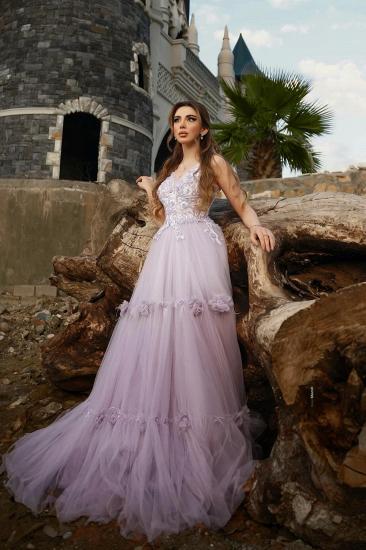 Lavender Evening Dress Long V Neck Ball Gowns Prom Dresses online_6