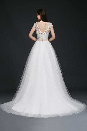 A-line Scoop Court Train Tulle Glamorous Wedding Dresses with Sash_2