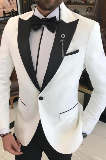 Aries Gorgeous White Slim Tailored Custom Groom Wedding Suit_2