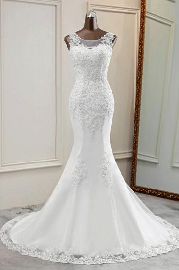 Bradyonlinewholesale Stunning Jewel Sleeveless White Wedding Dresses White Mermaid Beadings Bridal Gowns_1