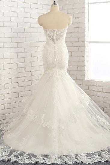 Bradyonlinewholesale Gorgeous Strapless Sleeveless Lace Tulle Wedding Dress Sweetheart Appliques Mermaid Bridal Gowns Online_2