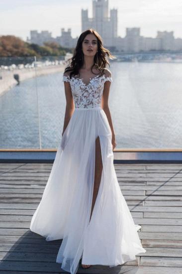 Off The Shoulder Appliques A-line Wedding Dresses | Side Split Tulle Bridal Gowns_3