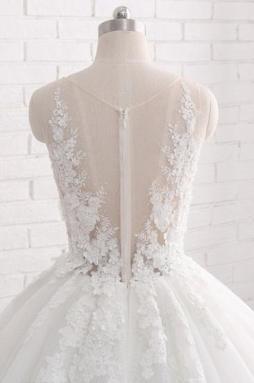 Bradyonlinewholesale Elegant Straps Sleeveless White Wedding Dresses With Appliques A line Tulle Bridal Gowns On Sale_5