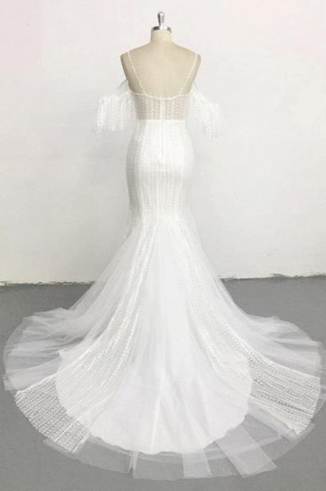 Bradyonlinewholesale Stylish Sleeveless V-Neck Ivory Wedding Dresses Spaghetti Straps Pearls Bridal Gowns On Sale_2