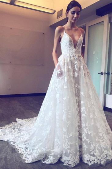 Gorgeous V-Neck Lace Wedding Dress | Bridal Gowns with Train_2