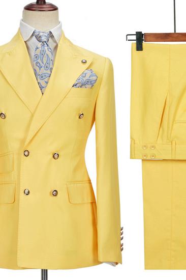Brodie Yellow Double Breasted Point Lapel Slim Fit Mens Suit_3