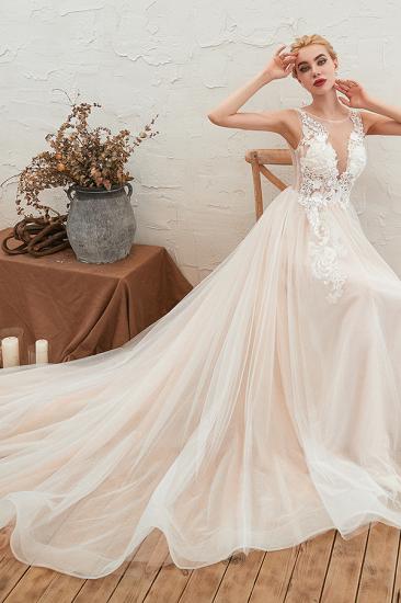 Unique Tulle V-Neck Ivory Affordable Wedding Dress with Appliques_9