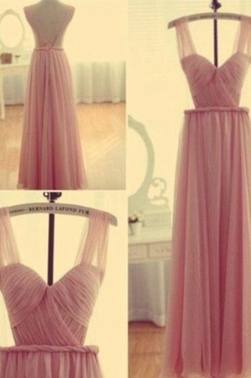 Cute Pink Popular Evening Long Dress Chiffon Fashional Ruffle Party Gowns