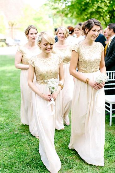 Elegant Lace Chiffon Bridesmaid Dress Cap Sleeves Wedding party Dress
