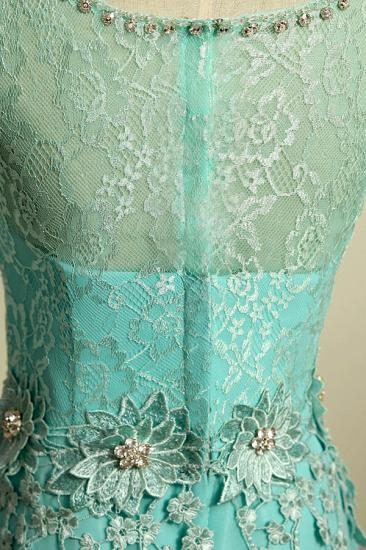 Ice Blue Floor Length Lace Prom Gowns Applique Sexy Charming Evening Dresses_3