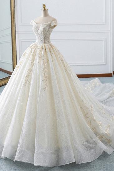 Bradyonlinewholesale Sparkly Sequined Off-the-Shoulder Wedding Dress Ball Gown Sweetheart Appliques Bridal Gowns Online_4