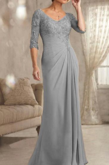 Elegant Half Sleeves Chiffon Mother of Bride Dress_5
