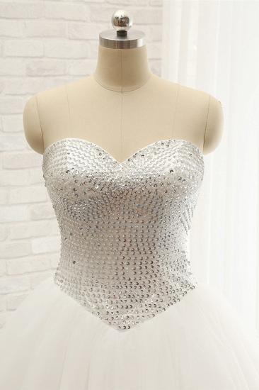 Bradyonlinewholesale Stylish Sweatheart White Sequins Wedding Dresses A line Tulle Bridal Gowns On Sale_4