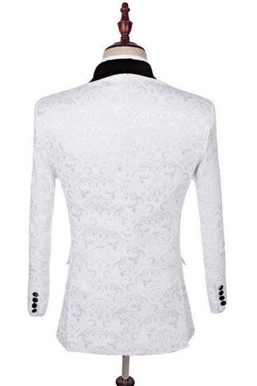 Dillon White Three-Piece Fashion Jacquard Shawl Lapel Wedding Dress Set_2