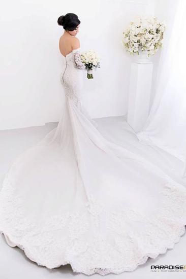 Gorgeous Sweetheart Lace Mermaid Pearls Zipper Wedding Dress_2