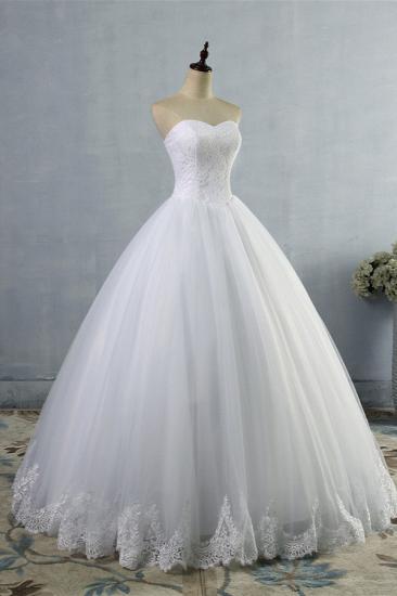 Bradyonlinewholesale Affordable Strapless Sweetheart Tulle Wedding Dress Sleeveless Lace Appliques Bridal Gowns On Sale_3