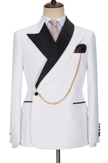 Adonis Fashion White Point Lapel Custom Mens Wedding Suit_1