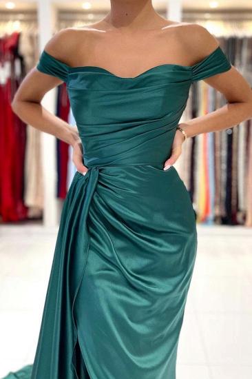 Simple and Inexpensive Dark Green Long Card Shoulder Ball Gown_3