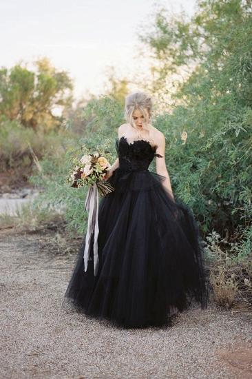 Sweetheart Sleeveless Black Wedding Dress Ball Gown_2