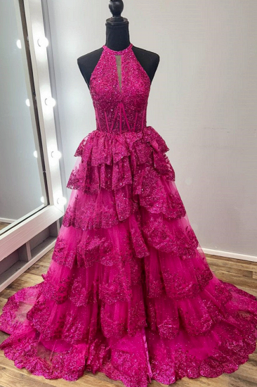 Designer Royal Blue Sparkly A Linie Lace Long Prom Dresses_3