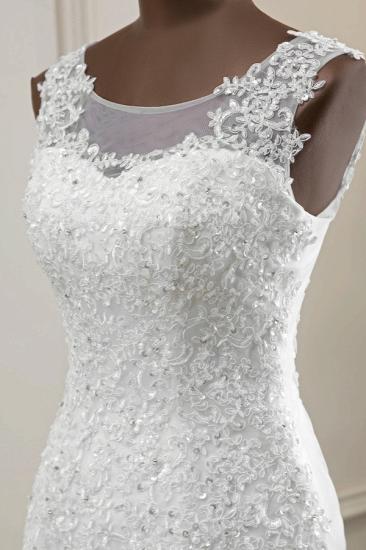 Bradyonlinewholesale Stunning Jewel Sleeveless White Wedding Dresses White Mermaid Beadings Bridal Gowns_6