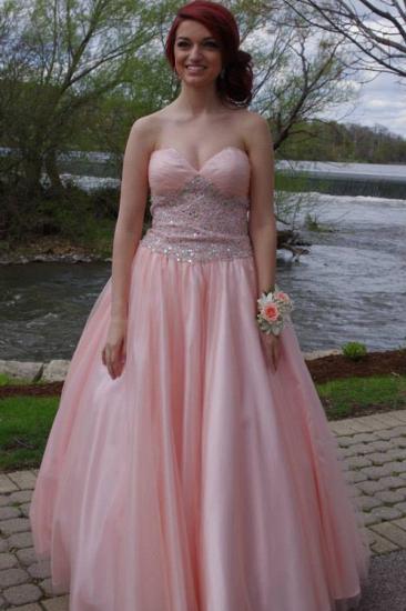 Cute Pink Sweetheart Popular Long Dress Crystal Fashional Ball Gowns