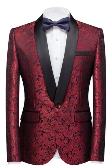 Bryce Ruby Slim Fit Jacquard Wedding Mens Suit_1