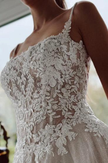 Modern Wedding Dresses A Line Tulle Wedding Dress with Lace_5