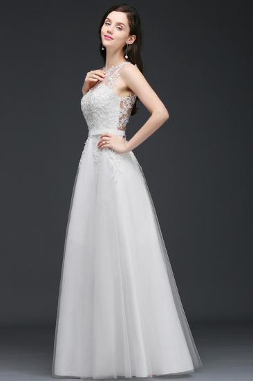 AMARI | A-Line Jewel Floor Length Tulle Wedding Dresses with Lace_7