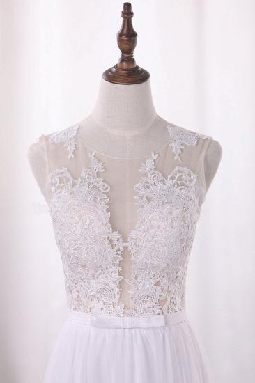 Bradyonlinewholesale Elegant Jewel Tull Lace Wedding Dress Sleeveless Appliques Ruffles Bridal Gowns On Sale_2