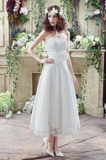 Elegant Sweetheart Lace Wedding Dress Ankle Length Empire Bridal Gown_4