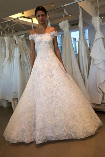 Newest Off-the-shoulder Lace A-line Wedding Dress_1
