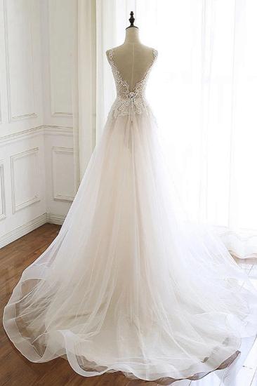 Bradyonlinewholesale Gorgeous White Tulle Lace Long Wedding Dress Sleeveless Custom Size Bridal Gowns On Sale_2