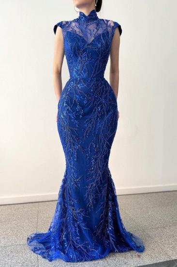 King Blue Evening Dresses Long Glitter | Homecoming Dresses With Lace_2